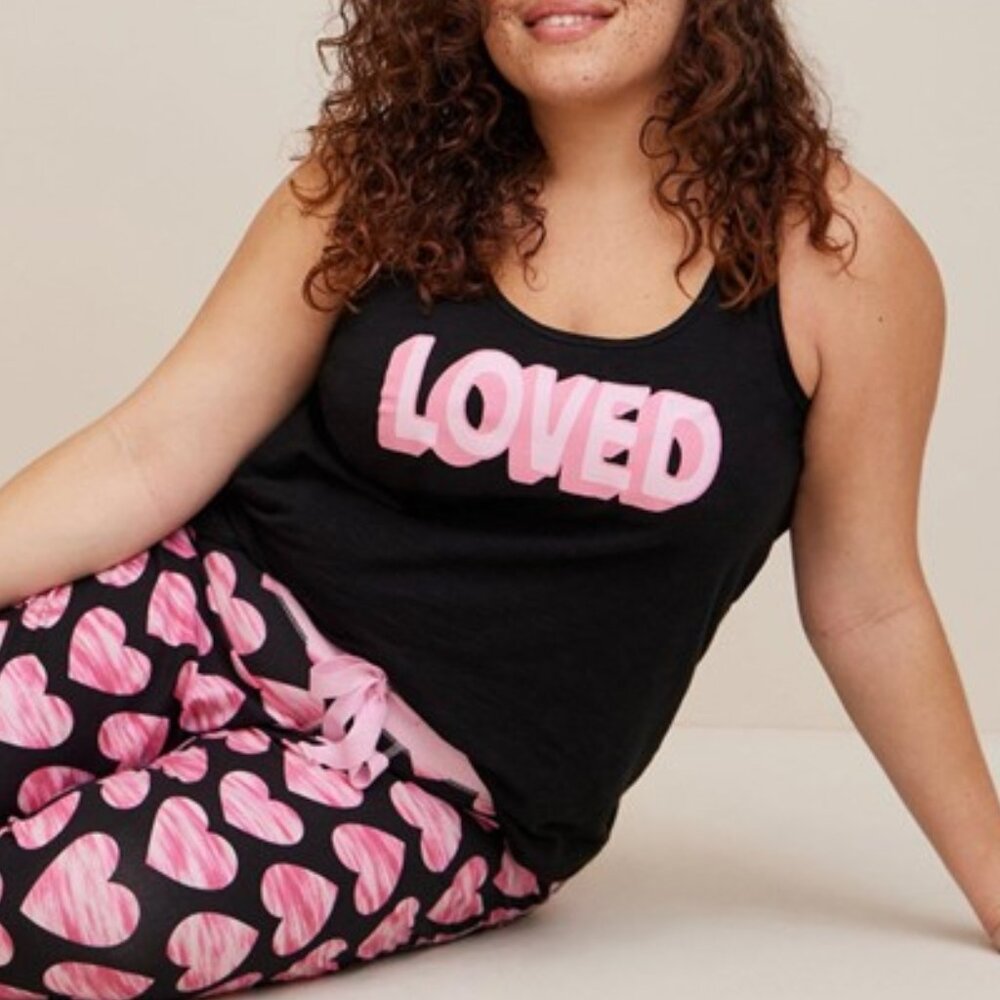 Torrid Loved Slub Knit Tank Top Sleeveless Racerback Black Size 1 1X NEW